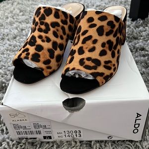 BRAND NEW! Aldo Leopard Alaska Mules
